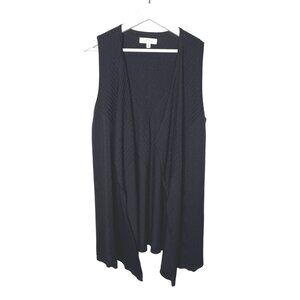 New Directions Cardigan Vest Womens Small Black Knit Sleeveless Sweater
